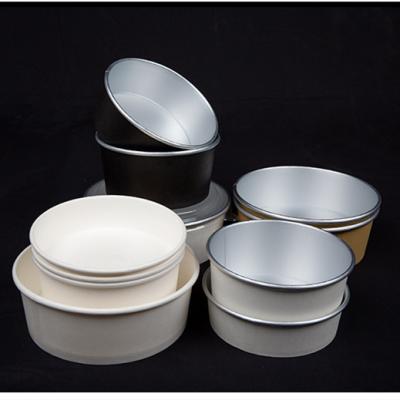 China 750ml Biodegradable Aluminum Foil Disposable Black Paper Salad Bowl Take Out Food Packing Containers for sale