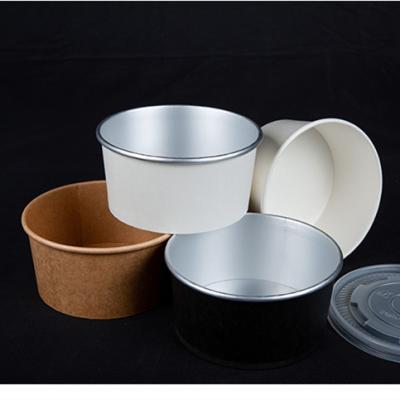 China Aluminum Foil 1000ml Black Disposable Aluminum Salad Bowl Biodegradable Take Out Food Packing Containers for sale