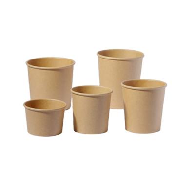 China Recyclable Eco Friendly Disposable Takeout Food Packaging Container Kraft Paper Soup Cup With Paper Lid for sale