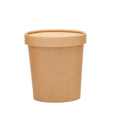 China 480ml 16oz Biodegradable Disposable Paper Soup Cup Packaging With Lid Flat Paper Factory Direct Sale for sale