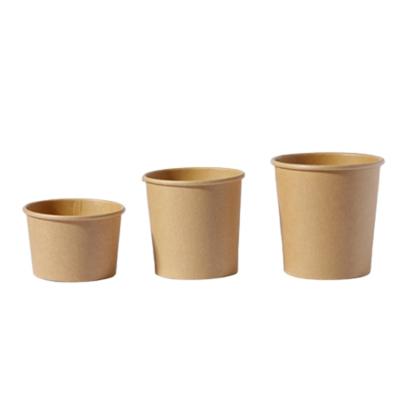 China Biodegradable Disposable Kraft Paper Soup Cup With Paper Lid Take Away Fast Food Packaging Container for sale