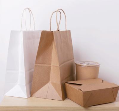 China Recycled Materials Brown Kraft Paper Custom Logo Printed Shopping Bag With Handles Factory Direct Supply for sale