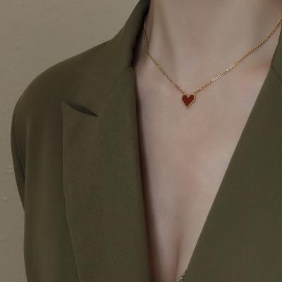 China Color Not Fade Fashion Jewelry Simple Luxury Love Pendant Necklace Stainless Steel 18k Gold Plated Heart Necklace Women Accessories for sale