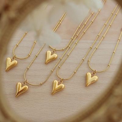 China Color Not Fade Custom Fashion Women Jewelry Gold Long Necklace 316L Stainless Steel Heart Pendant Necklace Accessories for sale