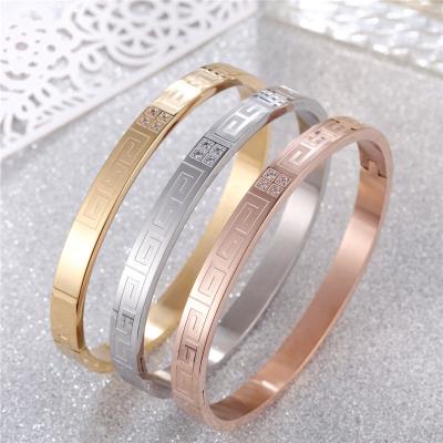 China Color Not Fade Trendy Stainless Steel Bangle Bracelets For Men Women Silver Rose Gold Girls Lover Fashion Yellow Gold PVD Jewelry Accessories for sale