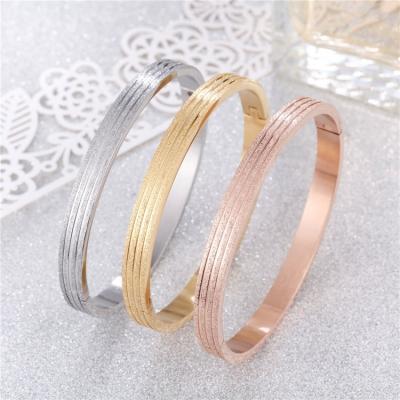 China Color Not Fade Factory Couple Bracelets Jewelry Rose Gold Silver 304 Stainless Steel Gold Women Bracelets Bangles for sale