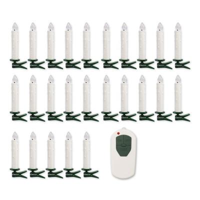 China Wholesale Customized 25 PCS White Bead Flameless Remote Control Flameless Flickering Led Christmas Tree Lights Candles With Clip for sale