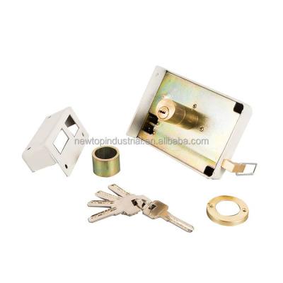 China Classic Design Rim Door Locks Simple House Old Brass Rim Lock 12cm for sale