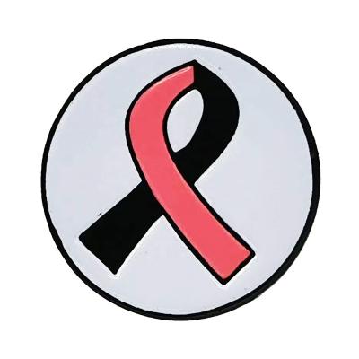 China Cheap Pink Ribbon Soft Metal Iron Black Europe Dye Enamel Lapel Pin Badge Made in &Black Factory for sale