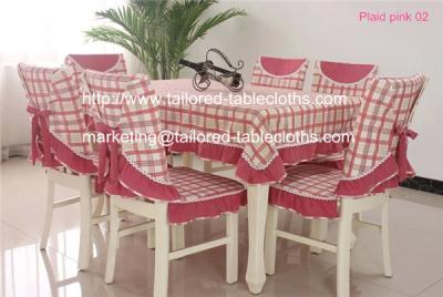 China Vintage plaid cotton tablecloths and chair covers wholesale, pink plaid table linens, for sale