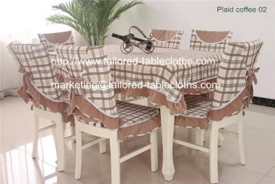 China Plaid table linens: table cloth and chair cover set, plaid cotton tablecloths supply, for sale