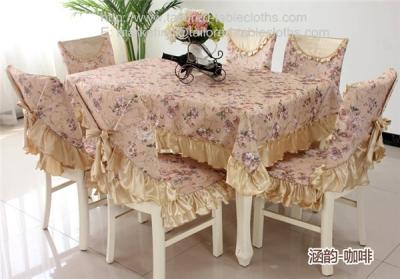 China Where to buy floral tablecloth and chair cover with satin border ? for sale