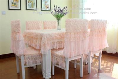 China Rosette openwork lace tablecloths and chair covers for wedding banquet, for sale