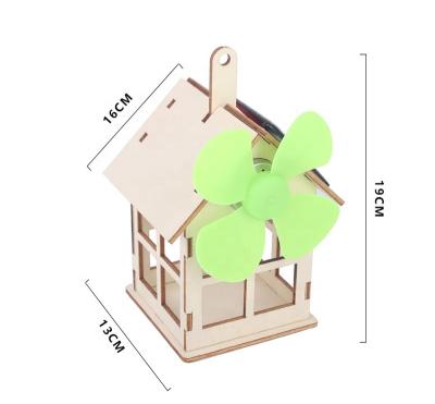 China Diy Widely Used Mini Wooden House 3d Puzzles Solar Powered Windmill Kids Science Educational Toy for sale