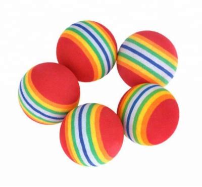 China Promotional Soft Foam Toy Rainbow Game Balls Colorful Pet Cat Kitten Activity Toys Funny Balls for sale