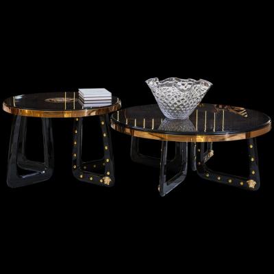 China Dubai style luxury high end gold leg high end gold stainless steel versac European coffee table for sale