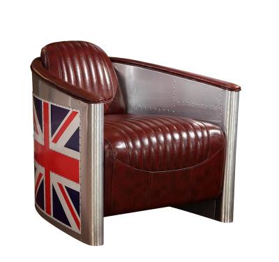 China Super Cozy Industrial Aviation Retro Rustic Vintage UK Flags Upholstered Cafe Wood Sofa Chair for sale