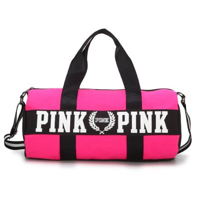 China JONLON Customized Logo Large Capacity Pink Duffle Customized Bags Gym Women Waterproof Sports Travel Bag for sale