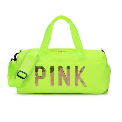 China Custom Large Capacity Womens Travel Bag Waterproof Yoga Training Pink Cross - Pink Body Bags Duffel Bags With Logo for sale