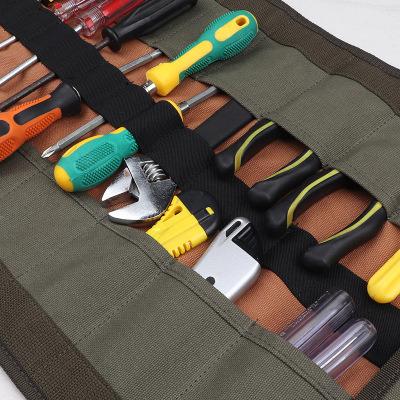 China Carry-all Portable Multifunctional Roll Kit Canvas Maintenance Electrician Bag Thickened Hardware Tool Bag Storage Bag for sale