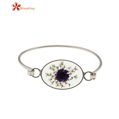 China Real Romantic Custom Resin Flower Design Jewelry Dry Pressed Bracelet for sale