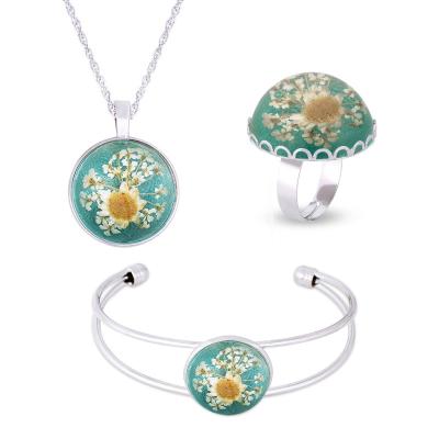 China FASHIONABLE Ball Pendant Diy Ball Earring Jewelry Set Around Daisy Flower Necklace With Resin for sale