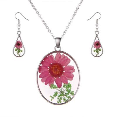 China TRENDY Immortal Bridal Jewelry Set Flower Metal Frame Necklace Fashion Resin Multi Color Dangling Earring for sale