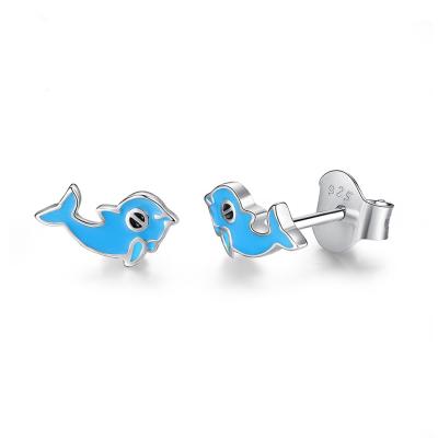 China Cute 925 Sterling Silver Dolphin Stud Earrings for Teens Cute Earrings for Sensitive Ear Dolphin Jewelry Gifts for Women for sale