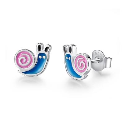 China 2020 Cute Snail Stud Earrings Animal Jewelry 925 Sterling Silver Earring Kids Cute Animal for sale