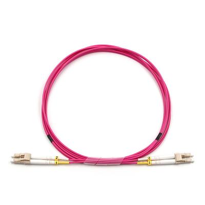 China Duplex Purple Fiber Optic Cable Jumper Fiber Optic Patch Cord From FTTH System Manufacturer FTTH LC OM4 Mulitimode for sale