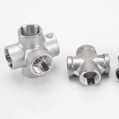 China Stainless Steel Pipe Fitting Female Cross Reducer Stainless Steel Reducing Cross for sale