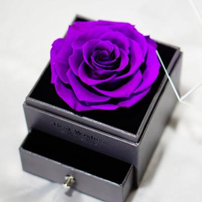 China RIA-0005 Rose In A Contact Natural Cost Effective Preserved Box Preserved Rose In Acrylic Box With Gift Box for sale