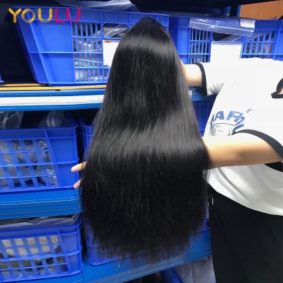 China Suppliers 180% 200% 250% Long Density Straight Human Hair Wigs 4X4 Lace Closure Natural Black Wigs Long for sale