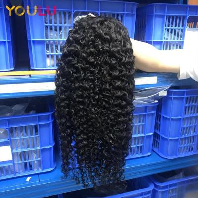 China Jerry Curly 4X4 Wigs Natural Straight Hairline Afro Kinky Closure Lace Hair Wigs For Black Women for sale