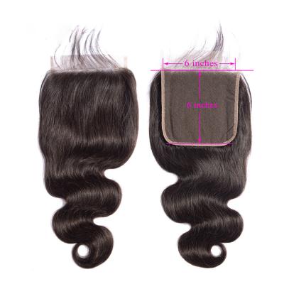 China Peruvian 100% Human Virgin Hair Ear To Ear Body Wave 6X6 Transparent Lace Up Closure For Black Woman for sale