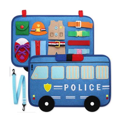 China Other Tableware Kids Montessori Toys Dressing Learning Basic Skills Board Busy Police Car Board Trip For Toddler for sale