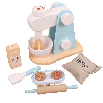 China Education DIY Toy Simulation Kitchen Model Set Wooden DIY Kids Pretend Play Bread Machine Montessori Early Education Toys For Children Kids for sale