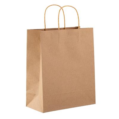 China Custom Recyclable Blank Brown Brown Kraft Paper Gift Takeaway Food Kraft Paper Shopping Bag With Handles Kraft Paper Bags With Your Own Logo for sale