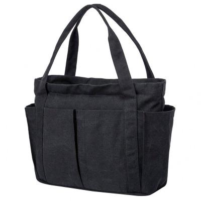 China Black Lightweight TOGGING BAG Large Capacity Canvas Weekend Tote Diaper Bag for sale