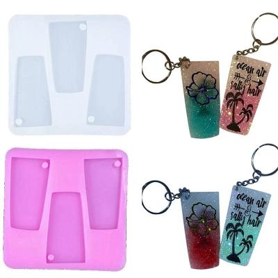 China DIY Sustainable Shiny 3 Holes Sprinkle Cup Shape For Keychains Epoxy Resin Molds Silicone Tumbler Mold Craft Mold for sale