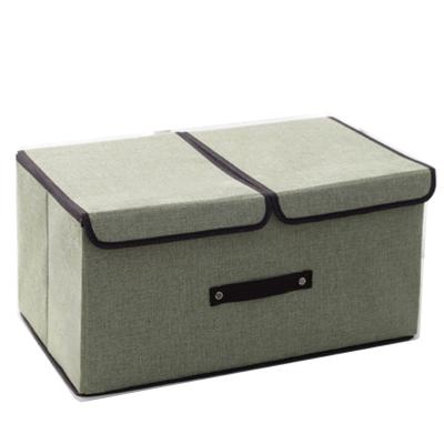 China Double Lid Compartment Dustproof Cotton Viable Storage Box Organizer Foldable Clothing Storage Canvas Box for sale