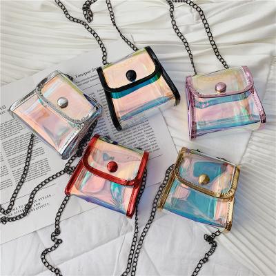 China Fashion Kids PVC Wallet Mini Transparent Crossbody Bag Laser Durable Kids Jelly Bags for sale