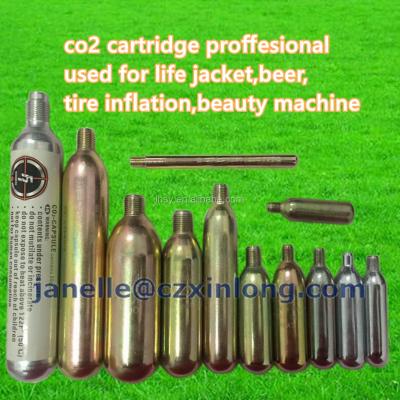 China Paintball Gun Seltzer Water Maker/Ring CO2 Gas Cylinder Mini 28g Swimming High Pressure CO2 Cartridge for sale