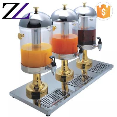 China Customized LOGO and Wholesale Modern Refrigerated Beverage Glass Dispenser Plastic 3 Compartments Commercial Multi Cold Drink Dispenser for sale