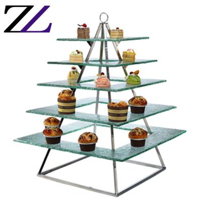 China New Items Stocked Royal Wedding Decoration Buffet Equipment Cupcake Bread Dessert Display Stands Surprise Stainless Steel Cake Stand for sale