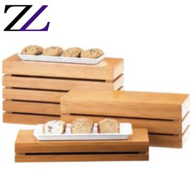 China Fashion With Competitive Price Japanese Restaurant Equipment Buffet Risers Wooden Food Display Stand for sale