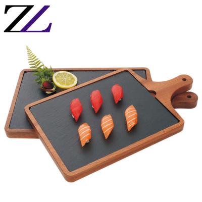 China Disposable Cafeteria Countertop Cake Decorating Tool Sushi Modern Plato Style Restaurant Fruit Set Kitchen Equipment Wooden Dish Pizza for sale