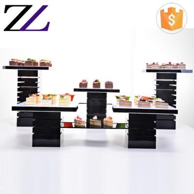 China Customized LOGO and Modern Outdoor Sourcing Cake Dessert Buffet Equipment Serving Decorations Buffet Material Riser Acrylic Display Stand for sale