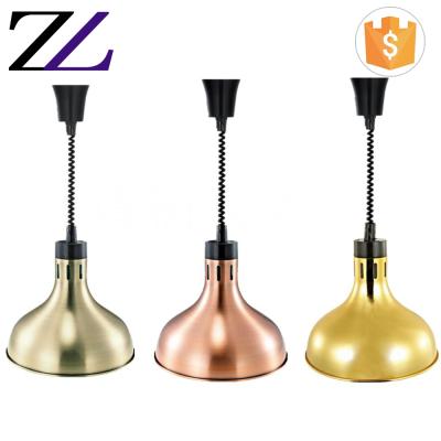 China Customized LOGO and Restaurant Hotel Supplies Modern Tableware Hanging Food Heater Stainless Steel Copper Electric Warmer Lamp for sale