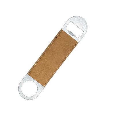 China Viable Wholesale Leather Wrapped Flat Bottle Opener Bottle Opener for sale